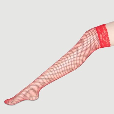 Διχτυωτές Κάλτσες Με Δαντέλα Colorful Series Fishnet Stockings - Κόκκινες