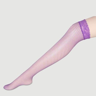 Διχτυωτές Κάλτσες Με Δαντέλα Colorful Series Fishnet Stockings - Μωβ