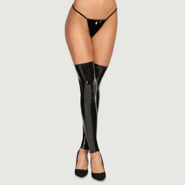 Κάλτσες Βινυλίου με Φερμουάρ ILO Vinyl Zipper Stockings - Μαύρες