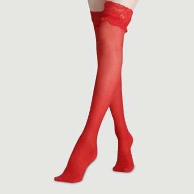 Κάλτσες Με Δαντέλα Sensual Look Stockings With Lace - Κόκκινες