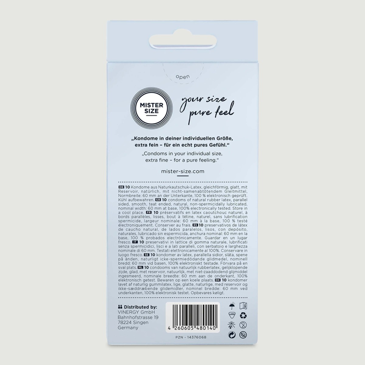 Προφυλακτικά Mister Size Pure Feel Condoms 60 mm - 10 Τεμάχια by Sexopolis