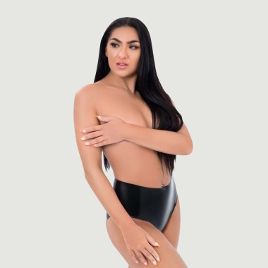 Ανοιχτό Latex Κιλοτάκι Me You Us Latex Crotchless Panty - Μαύρο