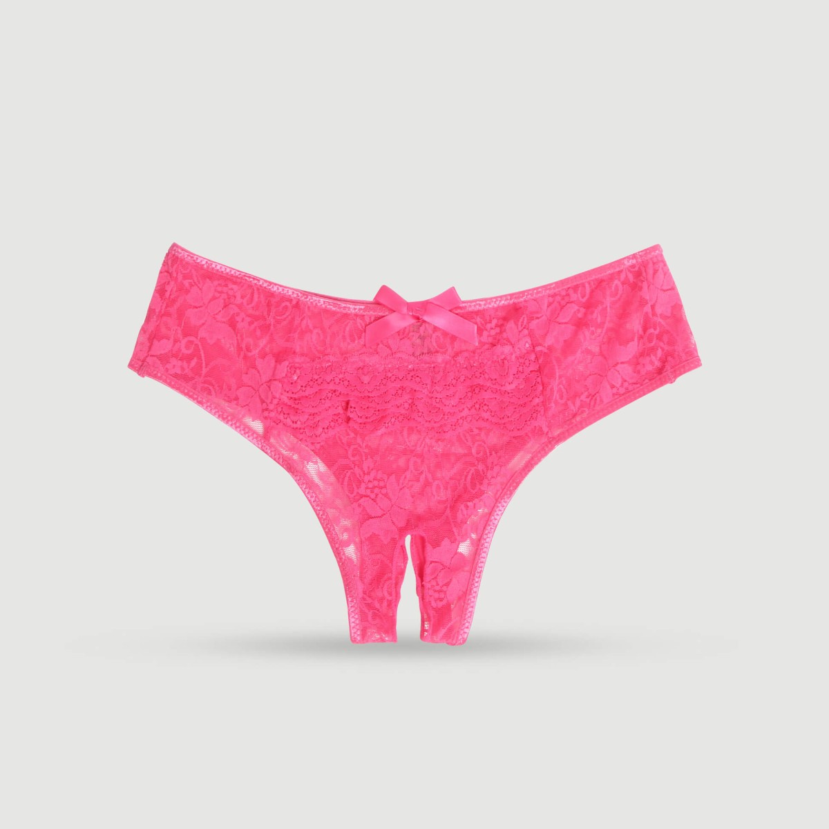 Sexy Plus Size Lace Crotchless Panty - Pink by Sexopolis