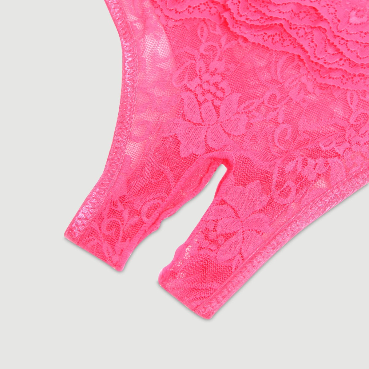 Sexy Plus Size Lace Crotchless Panty - Pink by Sexopolis