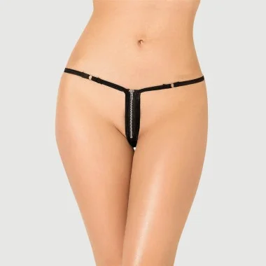Plus Size Σέξι Κιλοτάκι Με Φερμουάρ Zip Front Sexy Black Thong Knickers – Μαύρο
