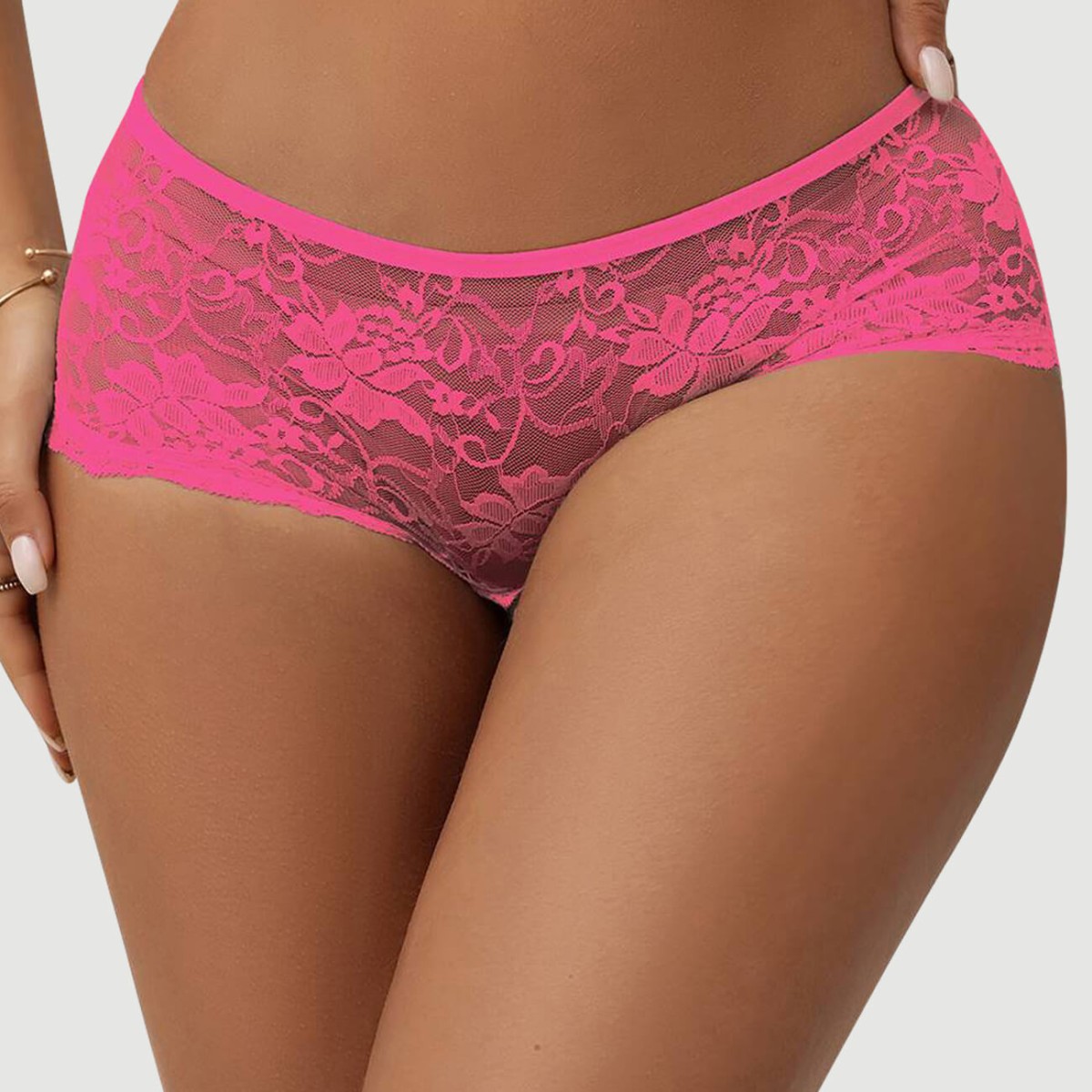 Plus Size Σλιπ Με Ανοιχτό Καβάλο & Λουλουδένια Δαντέλα Open Crotch Floral Lace Panty - Ροζ by Sexopolis