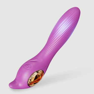 Δονητής Σιλικόνης με Απαλές Ραβδώσεις Aurora Silicone Vibrator with Smooth Ribs - Μωβ