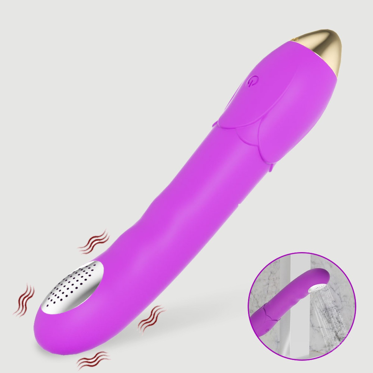 Δονητής Σιλικόνης & Κεφαλή Ντους 2 σε 1 Aquata 2 in 1 Silicone Vibrator & Showerhead Stimulator - Μωβ by Sexopolis