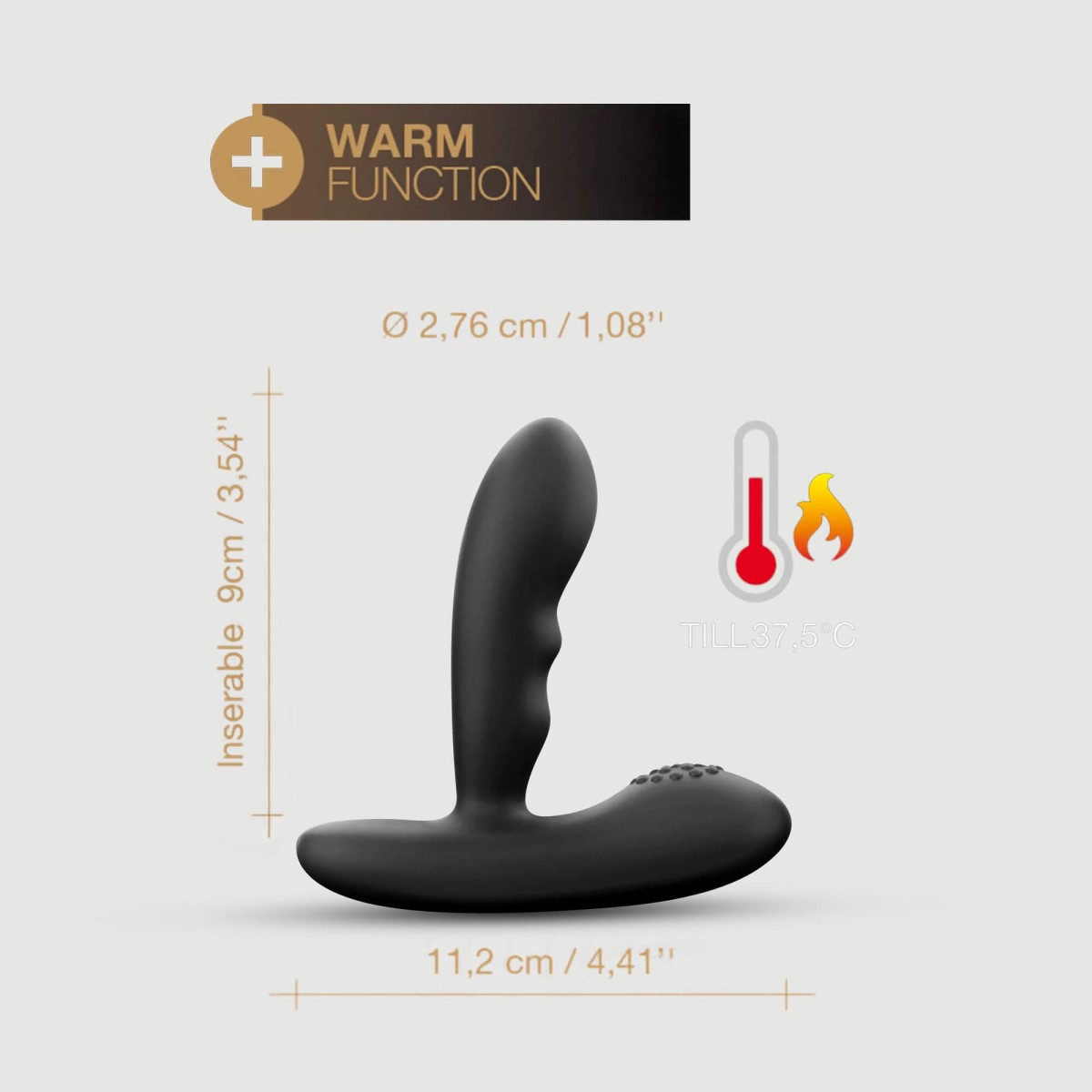 Ασύρματος Δονητής Προστάτη με Θέρμανση P-Stroker Remote Controlled Vibrating & Heating Silicone Prostate Vibrator - Μαύρος by Sexopolis