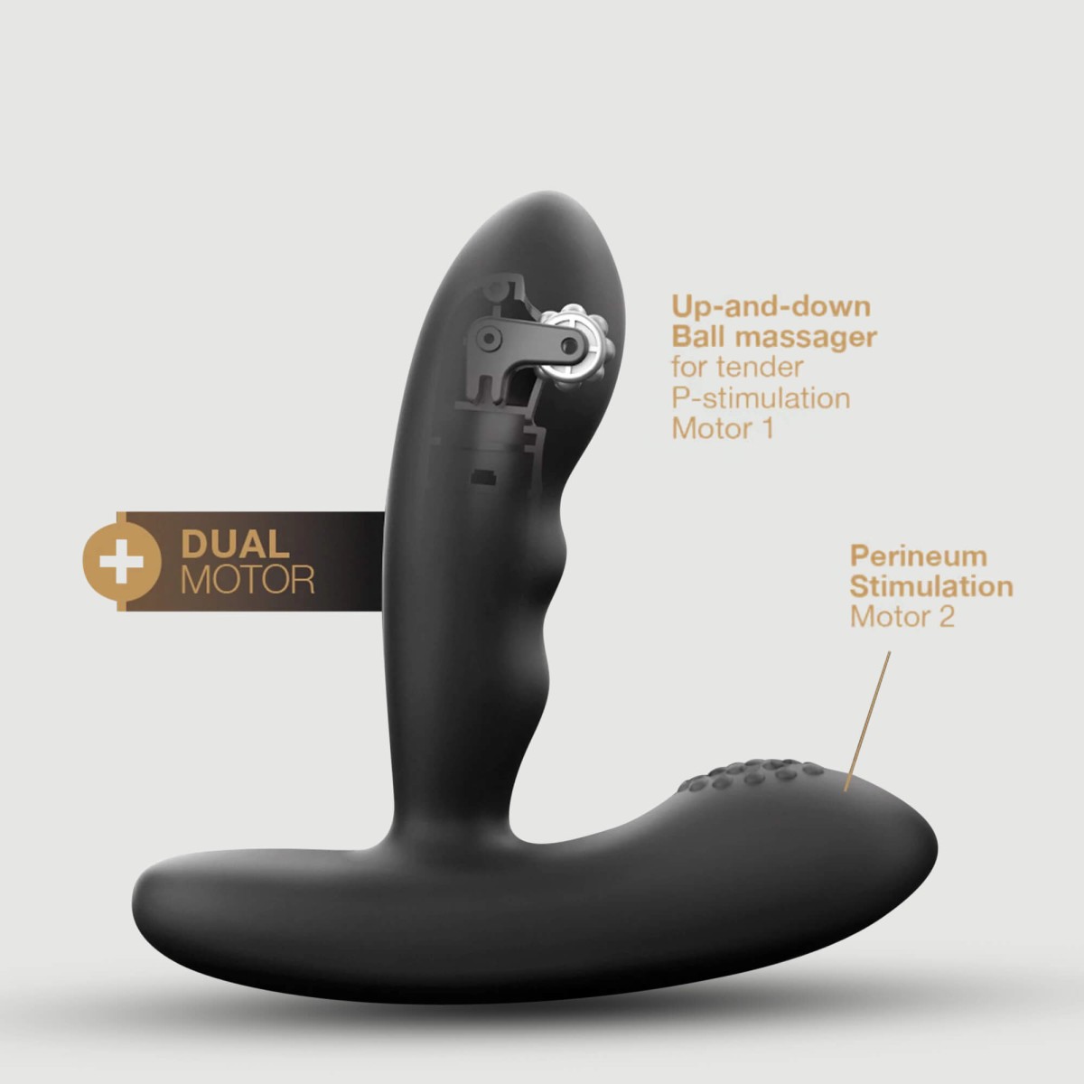 Ασύρματος Δονητής Προστάτη με Θέρμανση P-Stroker Remote Controlled Vibrating & Heating Silicone Prostate Vibrator - Μαύρος by Sexopolis