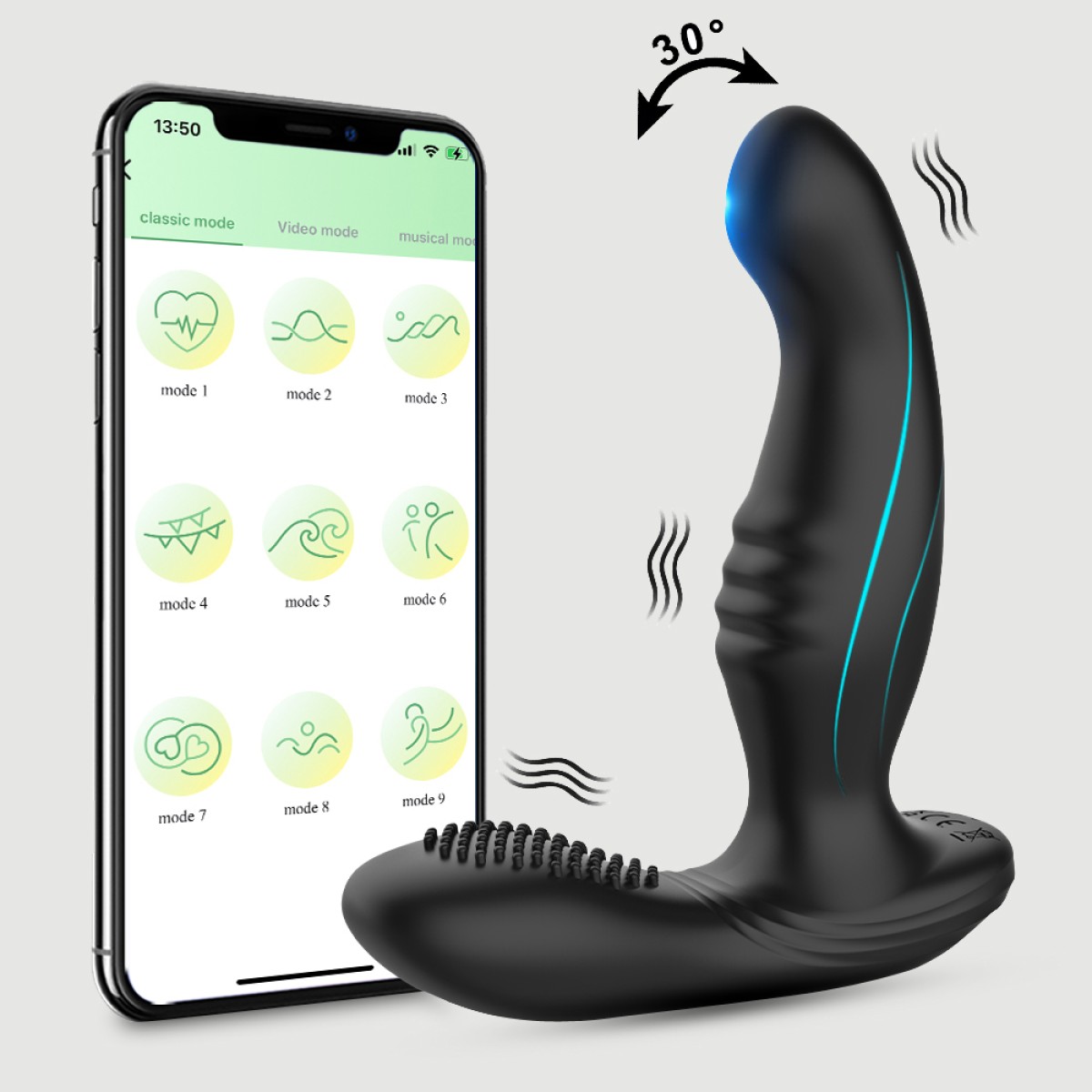 Ασύρματος Δονητής Προστάτη με Application & Κίνηση Ταλάντωσης Hector App Controlled Silicone Prostate Vibrator with Swing Function - Μαύρος by Sexopolis