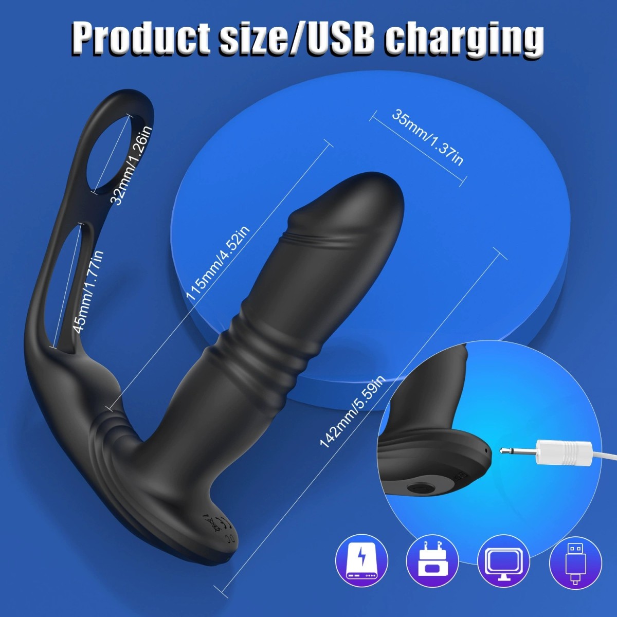 Ασύρματος Παλινδρομικός Δονητής Προστάτη Σιλικόνης The Prostate Thruster Remote Controlled Thrusting Silicone Prostate Massager - Μαύρος by Sexopolis