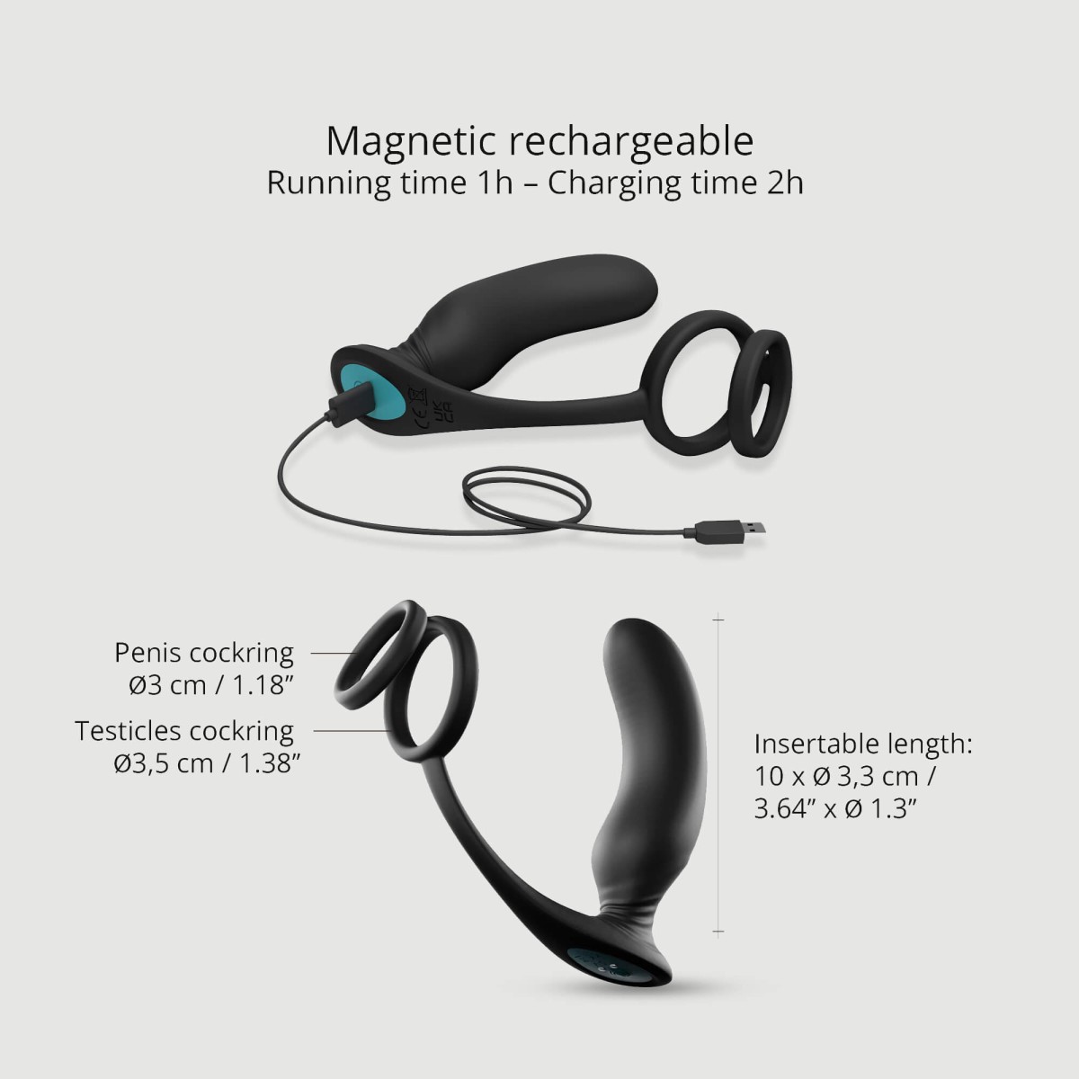 Ασύρματος Πρωκτικός Δονητής Σιλικόνης με Δαχτυλίδι Πέους Double Game Silicone Anal Vibrator with Cock Ring - Μαύρος by Sexopolis