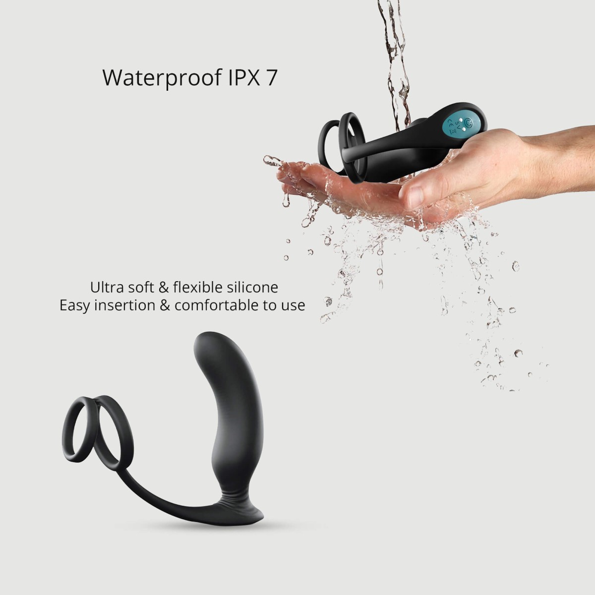 Ασύρματος Πρωκτικός Δονητής Σιλικόνης με Δαχτυλίδι Πέους Double Game Silicone Anal Vibrator with Cock Ring - Μαύρος by Sexopolis