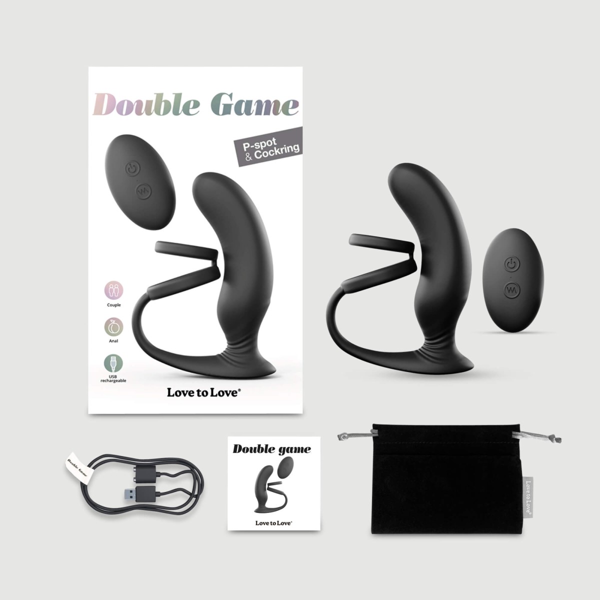 Ασύρματος Πρωκτικός Δονητής Σιλικόνης με Δαχτυλίδι Πέους Double Game Silicone Anal Vibrator with Cock Ring - Μαύρος by Sexopolis