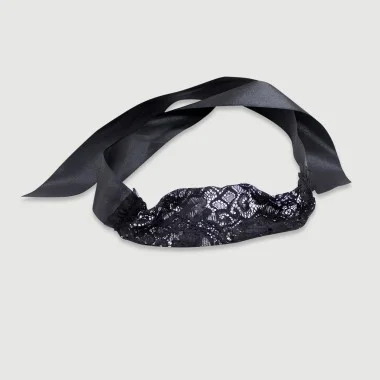 Δαντελωτή Μάσκα Ματιών Με Σατέν Κορδέλες Lace Blindfold For Eyes – Μαύρο