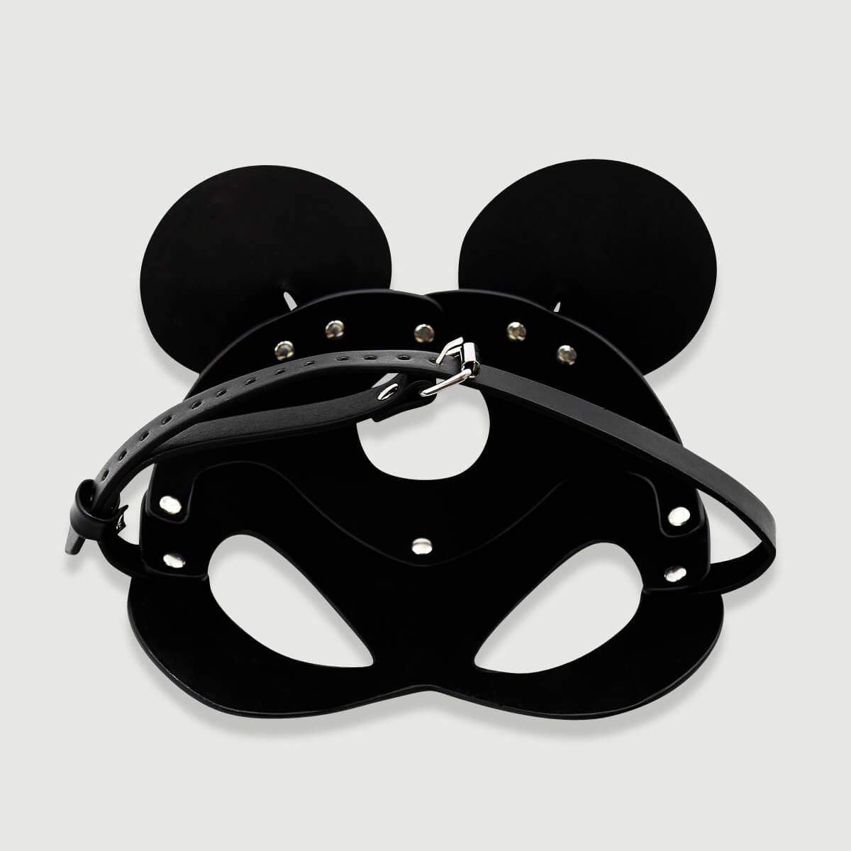 Δερμάτινη Μάσκα Με Αυτιά Ποντικιού & Ρυθμιζόμενο Λουρί Leather Mouse Ear Mask With Adjustable Strap - Μαύρο by Sexopolis