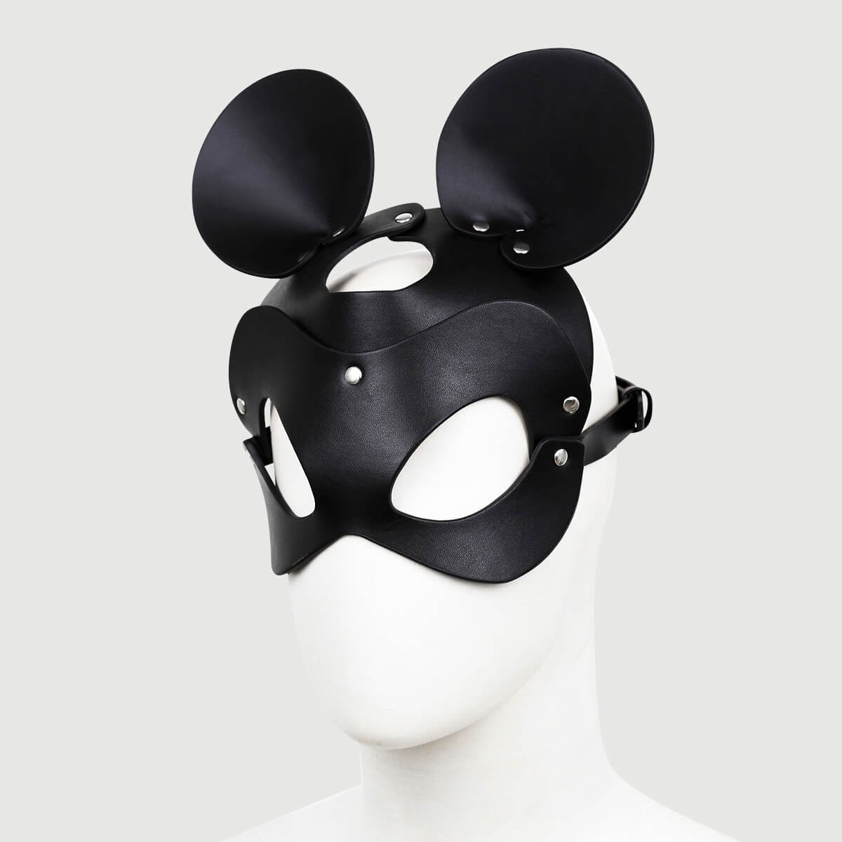Δερμάτινη Μάσκα Με Αυτιά Ποντικιού & Ρυθμιζόμενο Λουρί Leather Mouse Ear Mask With Adjustable Strap - Μαύρο by Sexopolis