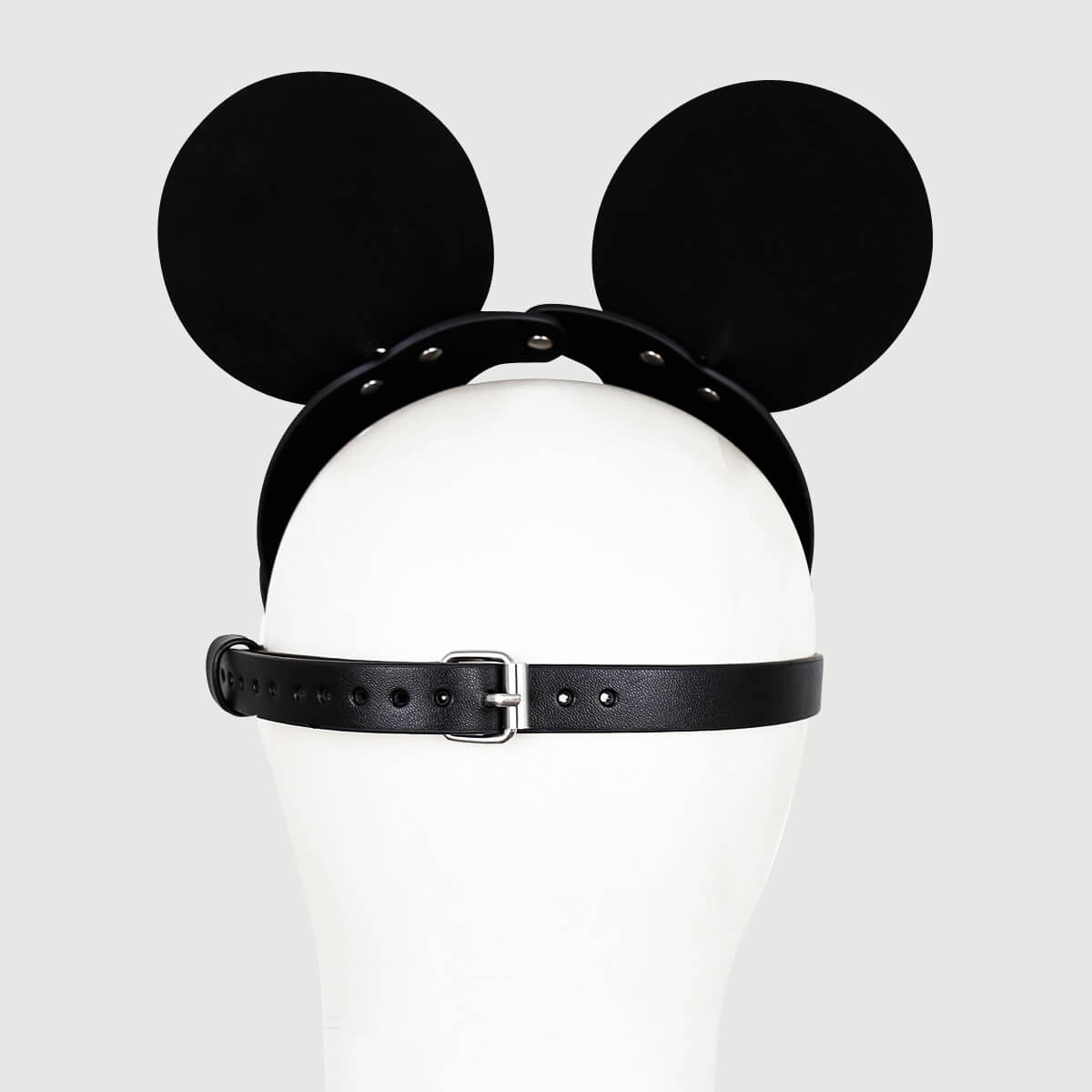 Δερμάτινη Μάσκα Με Αυτιά Ποντικιού & Ρυθμιζόμενο Λουρί Leather Mouse Ear Mask With Adjustable Strap - Μαύρο by Sexopolis