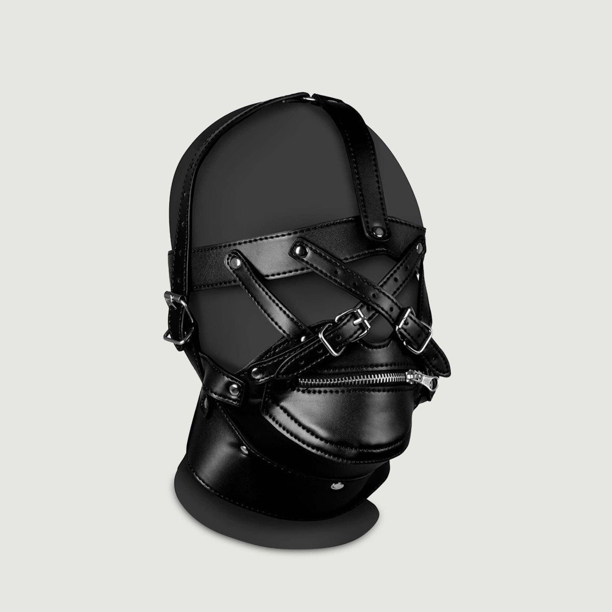 Head Harness with Zip Up Mouth & Lock - Black by Sexopolis