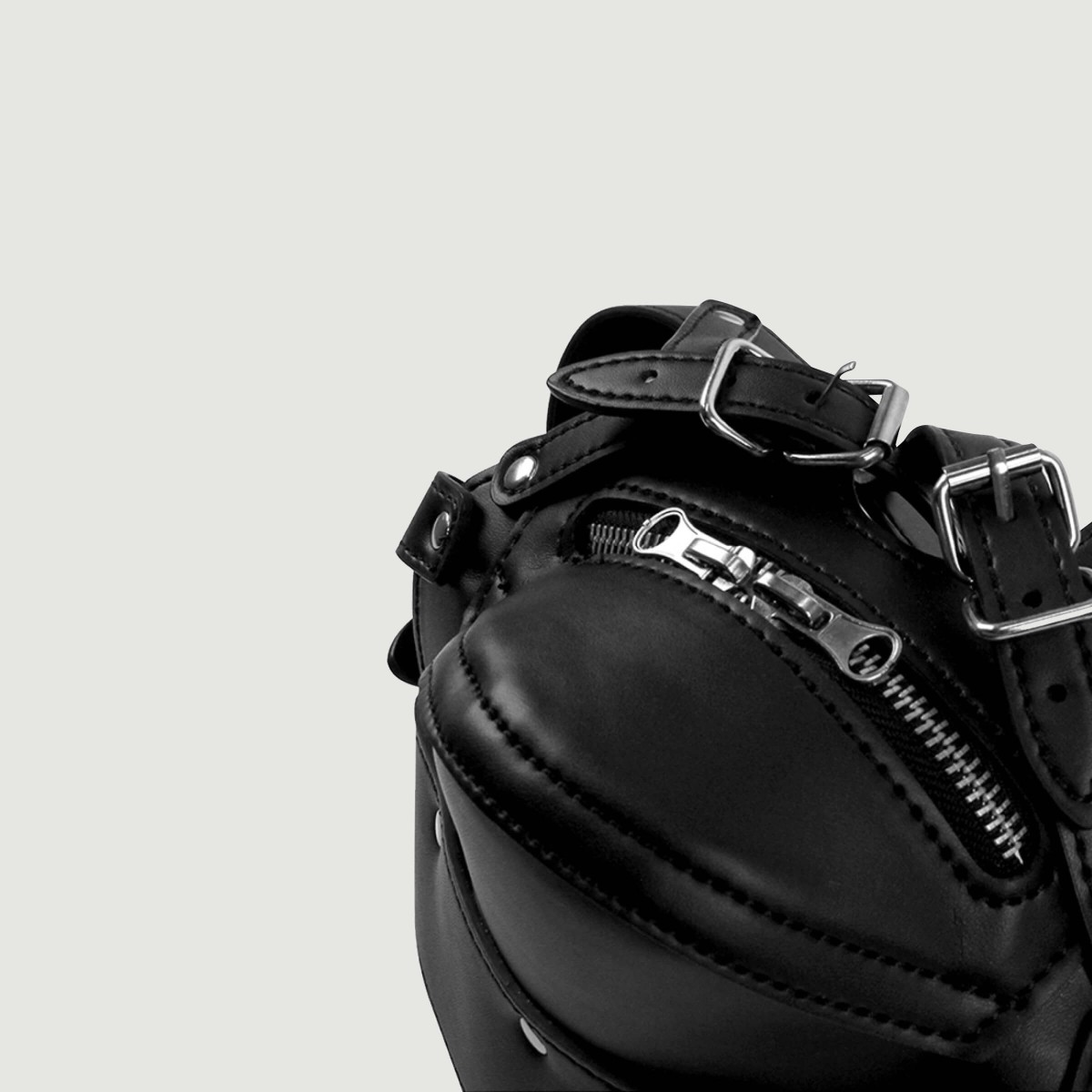 Head Harness with Zip Up Mouth & Lock - Black by Sexopolis