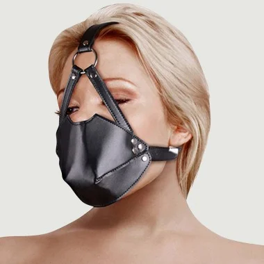 Μάσκα με Ανοιχτό Φίμωτρο & Δέσιμο Head Harness with Mouth Cover & Breathable Ball Gag - Μαύρο