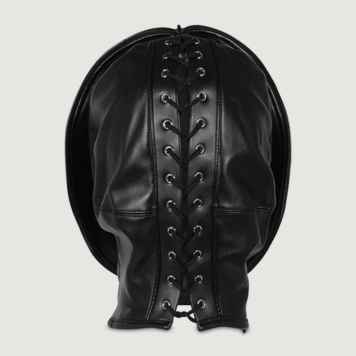 Full Face Bondage Mask Zip Up Full Face - Black by Sexopolis