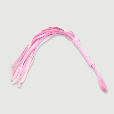 Flogger Με Δερμάτινες Ουρές & Λαβή Με Ροζ Τυλίγματα Flogger With Leather Tails & Pink Wrapped Handle - Ροζ