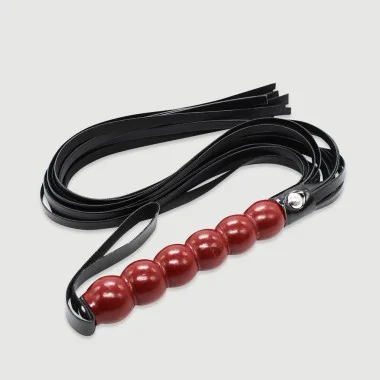 Flogger Με Λαβή Από Χάντρες & Μακριές Ουρές Flogger With Beaded Handle & Long Tails – Μαύρο