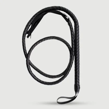 Μαστίγιο Δερματίνης Bullwhip Πλεκτό Leather Look Braided Bullwhip Long Edition - Μαύρο