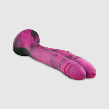 Διπλό Ομοίωμα Πέους Σιλικόνης Two In One DP Large Platinum Silicone Realistic Dildo 43 cm - Κόκκινο/Μαύρο
