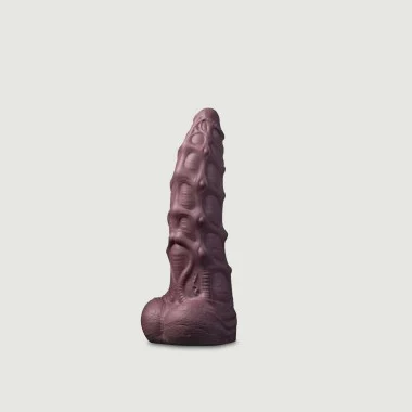 Μεγάλο Dildo Σιλικόνης με Ανάγλυφη Επιφάνεια Kampsy Large Silicone Textured Dildo 25 x 7 cm - Μωβ