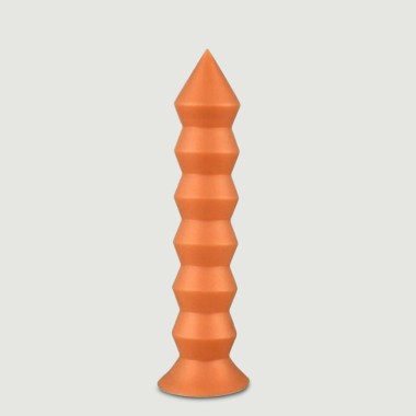 XL Dildo Σιλικόνης με Ραβδώσεις & Βεντούζα Extra Large Silicone Spring Dildo 25 x 5 cm - Χρυσό