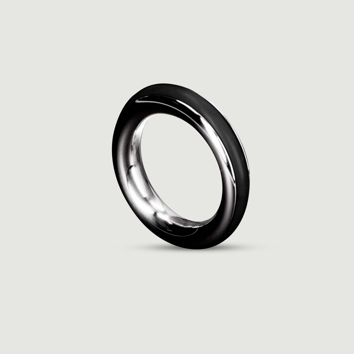 Metal Cazzo Cock Ring with Black Stripe 40mm - Black by Sexopolis