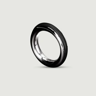 Metal Cazzo Cock Ring with Black Stripe 40mm - Black