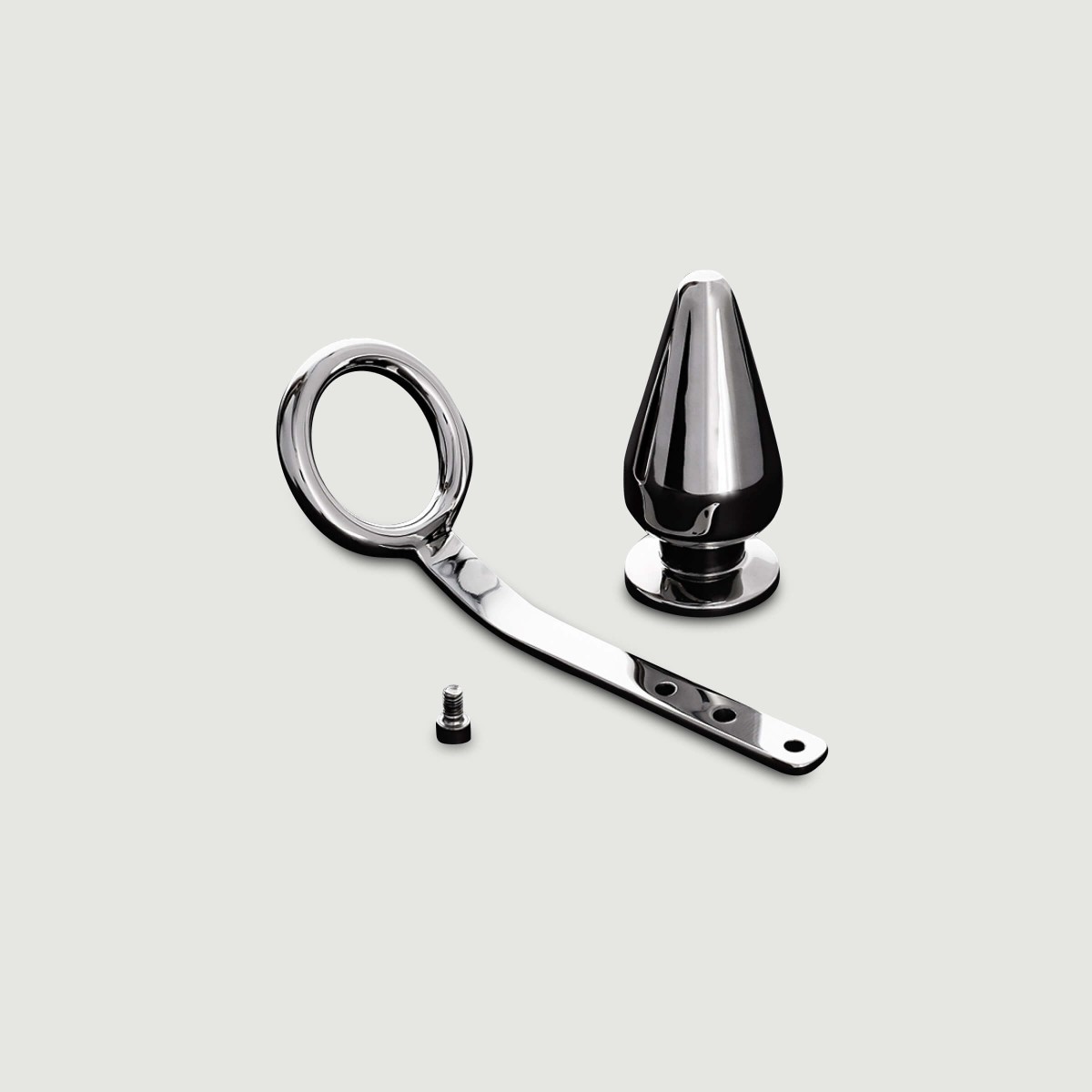 C-Ring 45 mm with Butt Plug 45x100 mm - Silver by Sexopolis