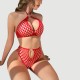 Διχτυωτό Ολόσωμο Καλσόν Joanna 2 Piece Sexy Fishnet Bodystocking - Κόκκινο by Sexopolis