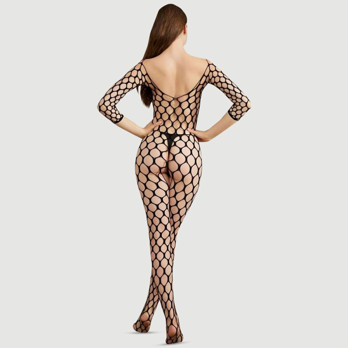 Διχτυωτό Ολόσωμο Καλσόν Με Ανοιχτό Καβάλο Irenne Crotchless Bodystocking - Μαύρο by Sexopolis