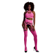 Glow In The Dark Crotchless Two Piece with Crop Top & Stockings - Pink by Sexopolis