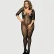 Plus Size Ανοιχτό Ολόσωμο Δίχτυ Από Δαντέλα Black Lace Crotchless Bodystocking - Μαύρο by Sexopolis