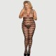Plus Size Fence Net Transparent Bodystocking - Black by Sexopolis