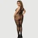Plus Size Ανοιχτό Ολόσωμο Καλσόν Fishnet Crotchless Bodystocking With Lacing - Μαύρο by Sexopolis