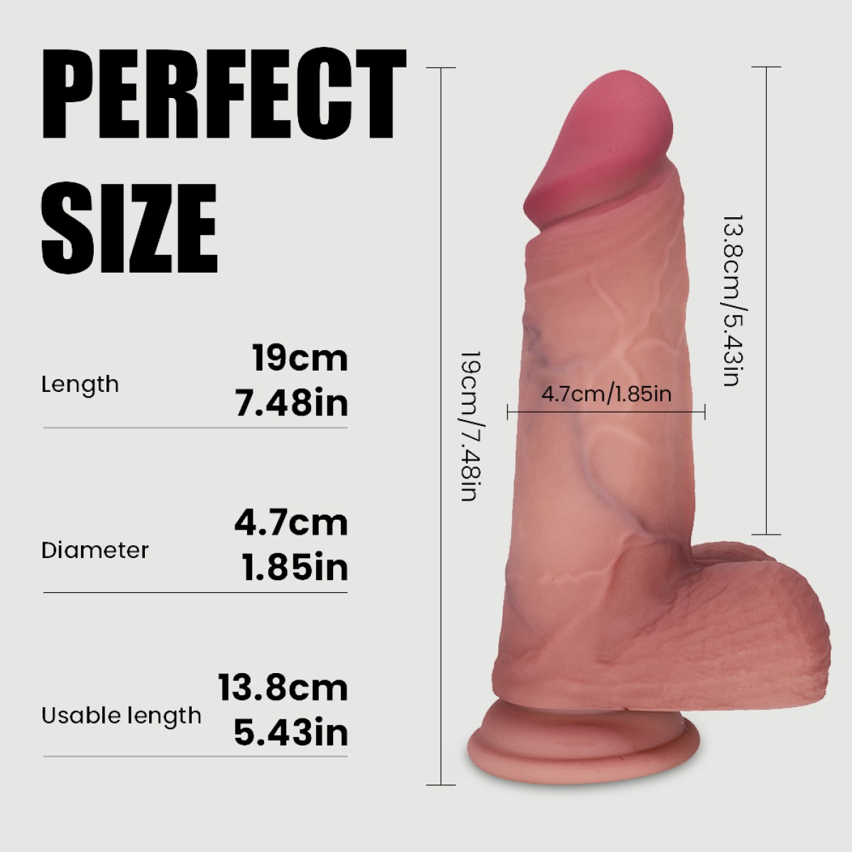 Bron 19 cm Curved Double Layer Silicone Ultra Realistic Dildo with Balls & Suction Cup - Flesh by Sexopolis