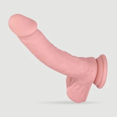 Κυρτό Ομοίωμα Πέους Σιλικόνης με Όρχεις & Βεντούζα Marco 20 cm Realistic Silicone Dildo with Balls & Suction Cup - Φυσικό Χρώμα