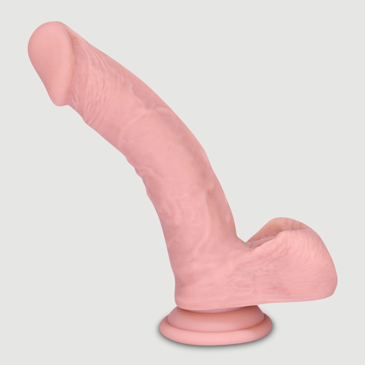 Κυρτό Ομοίωμα Πέους Σιλικόνης με Όρχεις & Βεντούζα Marco 20 cm Realistic Silicone Dildo with Balls & Suction Cup - Φυσικό Χρώμα by Sexopolis