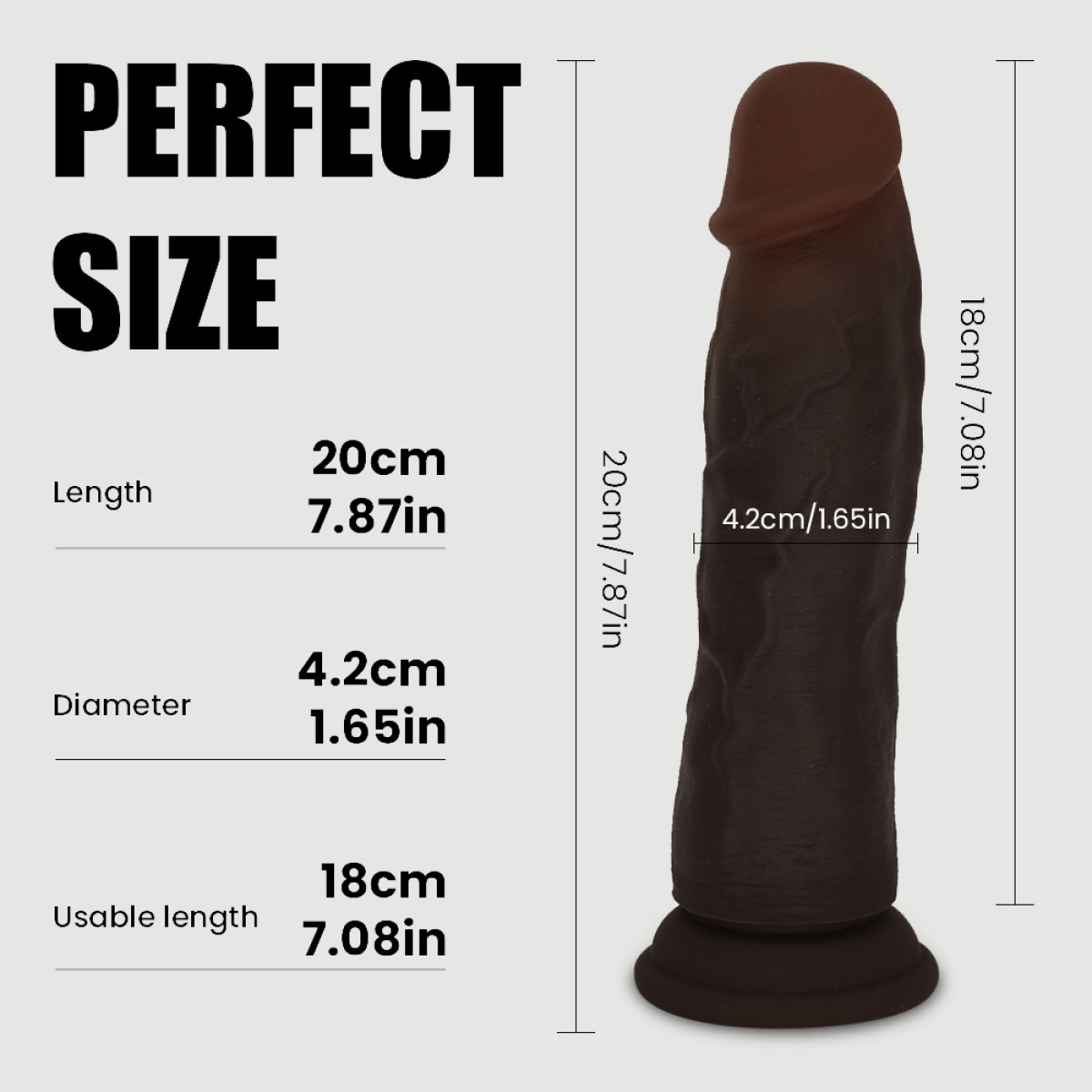 Manuel 20 cm Double Layer Silicone Ultra Realistic Dildo with Suction Cup - Black by Sexopolis
