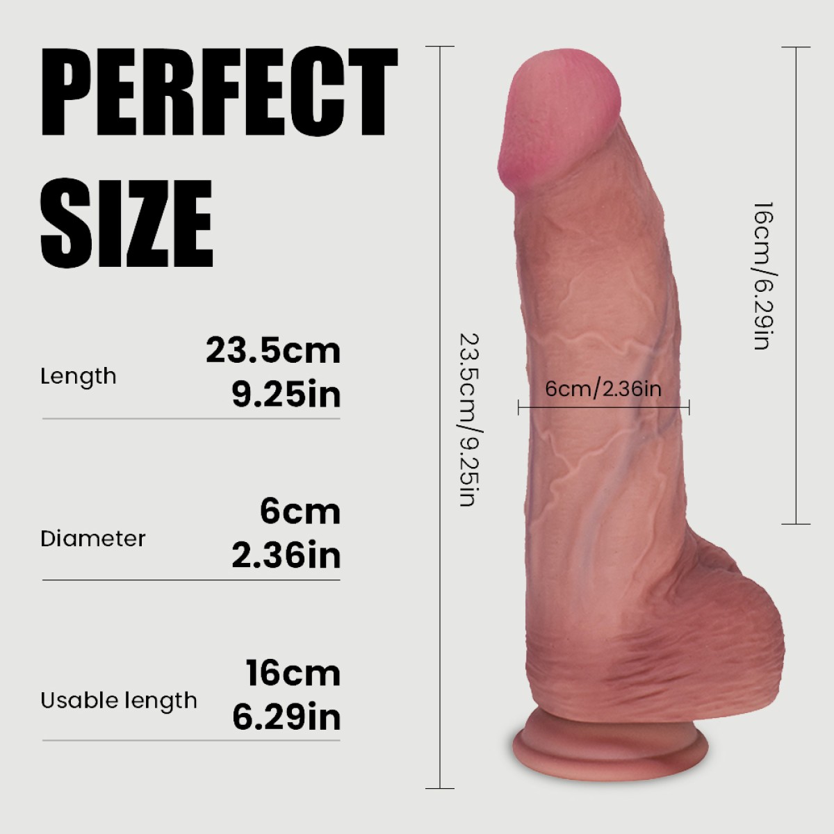 Pedro 23,5cm Realistic Double Layer Silicone Dildo with Balls & Suction Cup - Flesh by Sexopolis