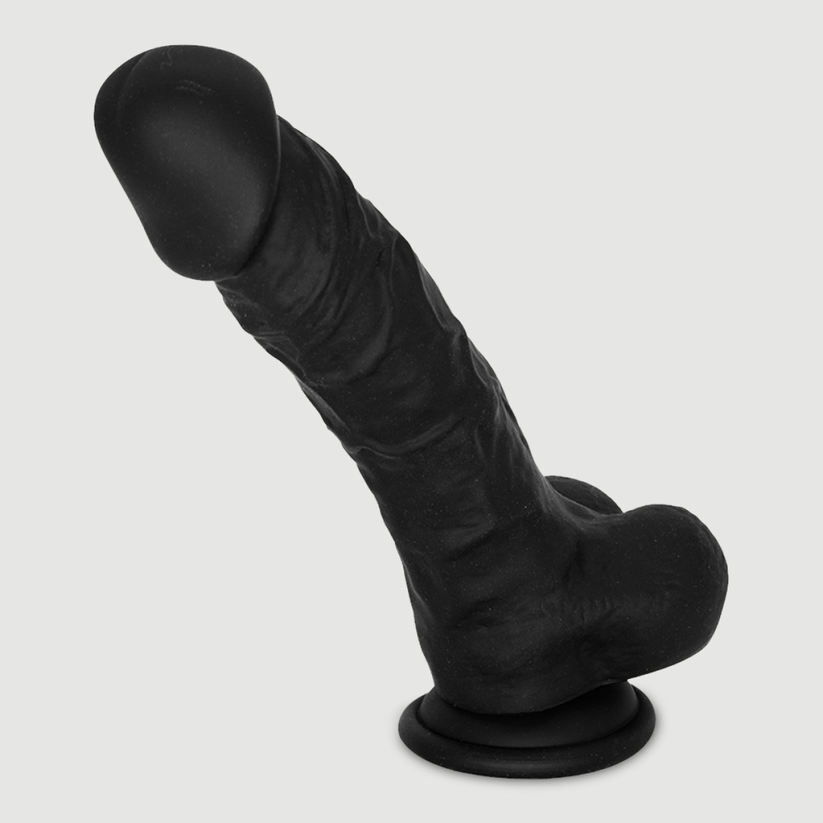 Troy 21 cm Silicone Realistic Dildo with Balls & Suction Cup - Black by Sexopolis