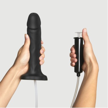 Realistic Silicone Extra Large Squirting Dildo - Black