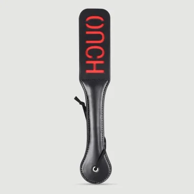 Paddle Με Χάραξη OUCH & Διπλή Επένδυση Domme Series Faux Leather Paddle With OUCH Cutout & Double Layer – Μαύρο